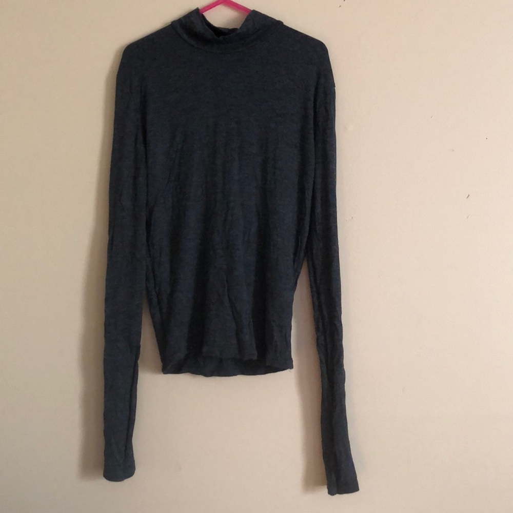 Dark gray mock turtleneck long sleeve shirt